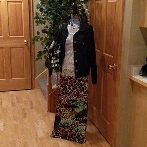 Multi Colored Leopard Print Skirt